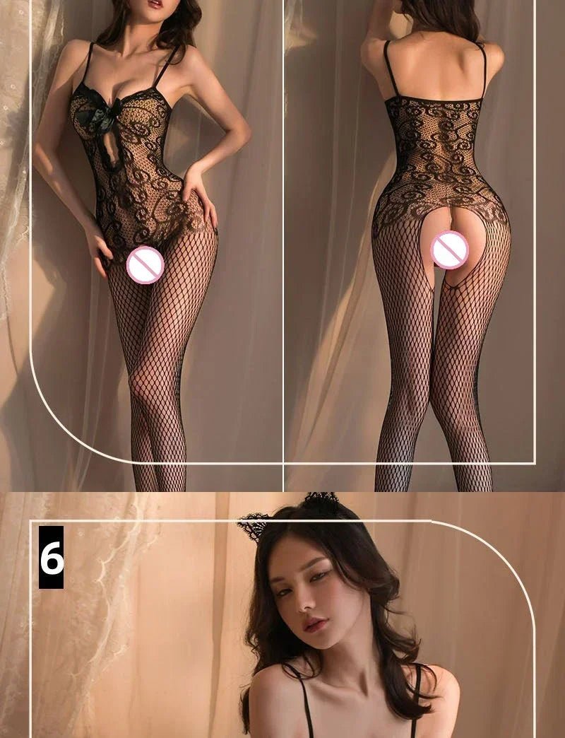 Hot Sexy Bodystocking Open Crotch Fetish Porno Sexi Women Crochless Teddy Lingerie Bodysuit Sexy Erotic Underwear Baby Doll Sex