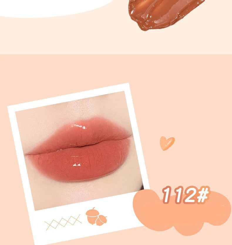 Moist Crystal Jelly Lip Gloss Mirror Water Lipstick Cute Mushroom Shape Lip Makeup Waterproof Lasting Pumpkin Peach Lip Tint - Seprincess