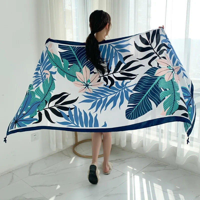 90x185cm  Printing Process Twill Summer Suncare Beach Dress Bikini Sarong Wrap Scarf Women Brazilian Swimsuit Bathing Cover-ups - Seprincess