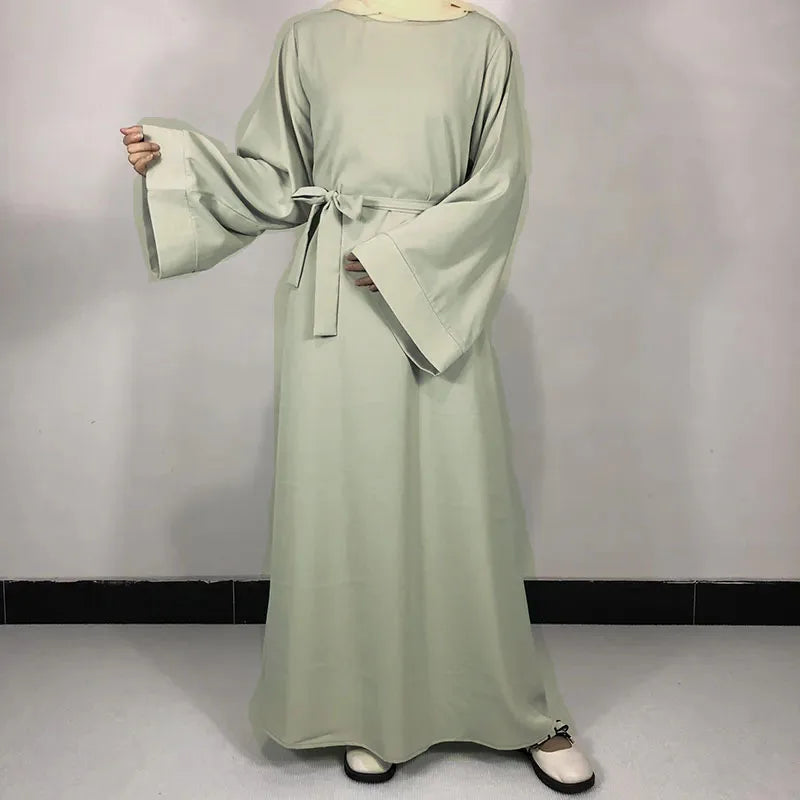 15 Colors Basic Plain Nida Abaya With Free Belt High Quality Muslim Women Modest Simple Dress EID Ramadan Islamic Clothing - Seprincess