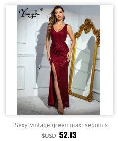 Sexy vintage maxi Slip Sequin Party dress women summer elegant wedding bodycon Dress club outfits prom evening dresses vestidos - Seprincess