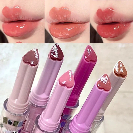 Jelly Mirror Lipstick Makeup Love Shape Waterproof Non-stick Cup Solid Lip Gloss Clear Long Lasting Moisturizing Lipstick Pen - Seprincess