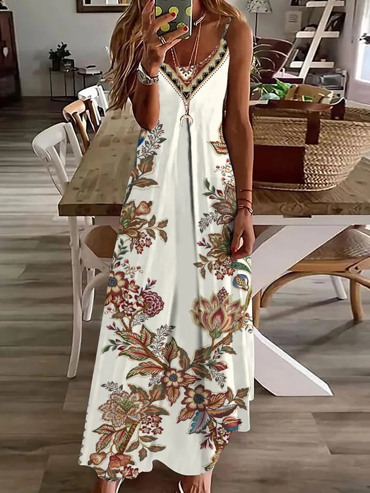 Spring And Summer Everyday Elegant Sleeveless Dress Casual Fashion Round Neck Long Dress Urban Street 3D Printed Women's Dress - Seprincess