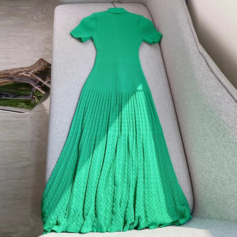 YuooMuoo Summer Maxi Dress Women Knit Black Green Long Bodycon Korean Fashion Ruffle Ladies Dresses Elegant Office Women Dress - Seprincess