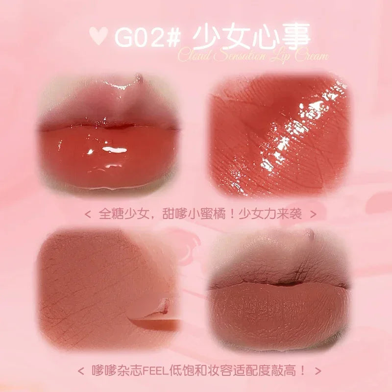 GOGO TALES Double Lip Gloss Mirror Finish Nude Color Korean Lipstick Matte Non-Sticky Lip Mud Long-Lasting Vegan Makeup