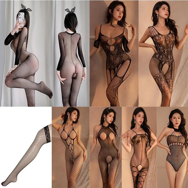 Erotic lingerie Tight mesh open cut lace jumpsuit sexy sets women's sexy underwear adult sexy sets adult large xxxl dresses xxx - Seprincess