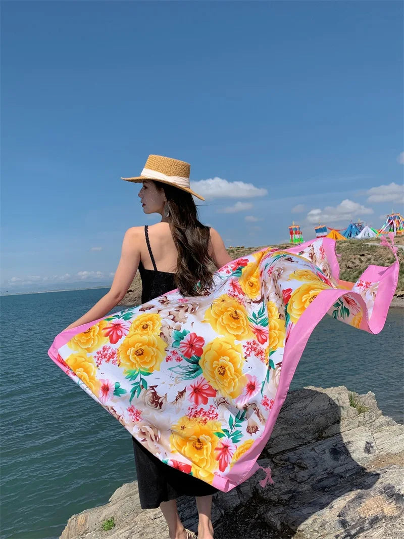 17 Styles 90x180cm Travel Beach Sunscreen Scarve Bikini Large Shawl Sarong Wrap Scarf Women Brazilian Swimsuit Bathing Cover-ups