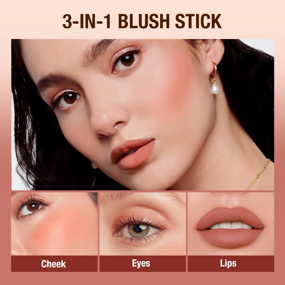 O.TWO.O Lipstick Matte Blush Stick with Shinmer Waterproof Long Lasting for Cheeks Eyes Lip Make-up for Women Highlight Blush - Seprincess