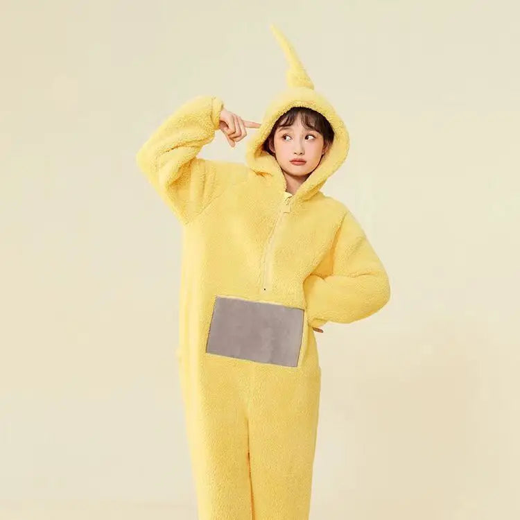 New Teletubbies Cartoon Adult One-piece Pajamas Universal Animal One-piece Cosplay Men's and Women's Home Clothing Gifts - Seprincess