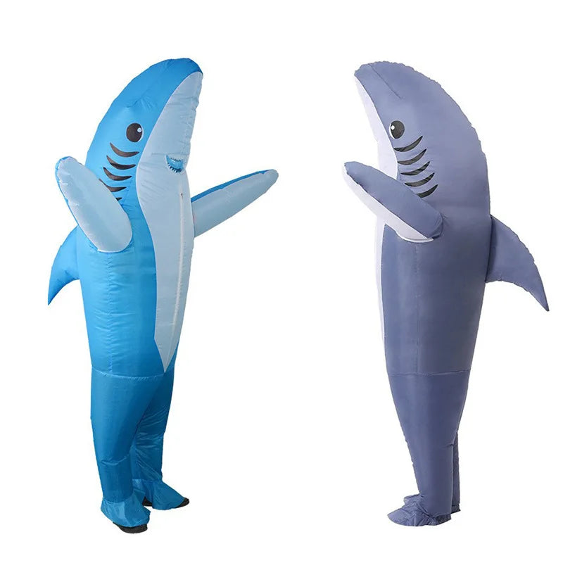 Unisex Funny Inflatable Shark Cosplay Costume Suit Adult Fancy Dress Performance Clothes Halloween Carnival Theme Party - Seprincess