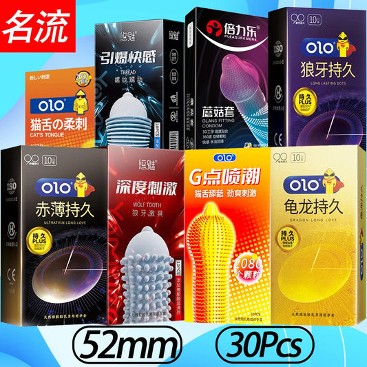 30pcs Condom Sex Toys for Adult Men Particle Lasting Delayed Ejaculation Penis Sleeves Ultra Thin Rubber Condoms Sex Products - Seprincess