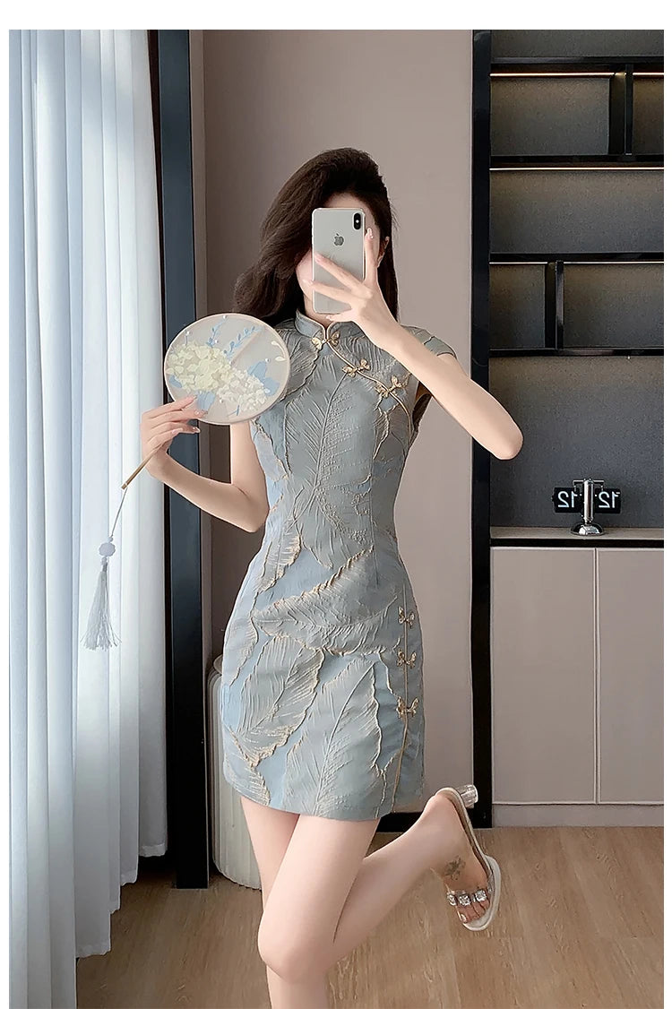 Chinese Style Short Qipao Dress Summer High-End Split Modern Improved Fashion Cheongsam - Seprincess