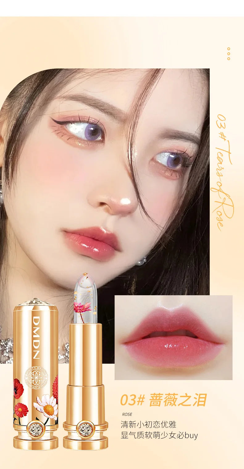 Flower Transparent Lipstick Lasting Moisturizer Crystal Jelly Lipsticks Temperature Color Changing Waterproof Lip Balm