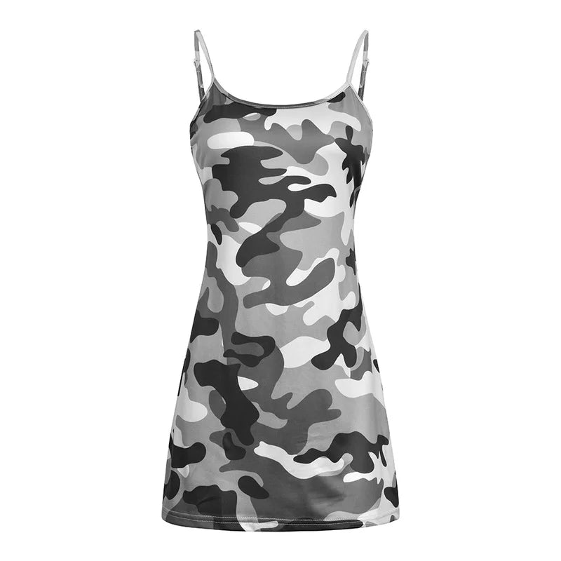 Italy Strap Sexy Dress Camouflage Print Mini Dress Short Summer Sleeveless Women Clothing Summer Dress Bodycon Casual Dress - Seprincess