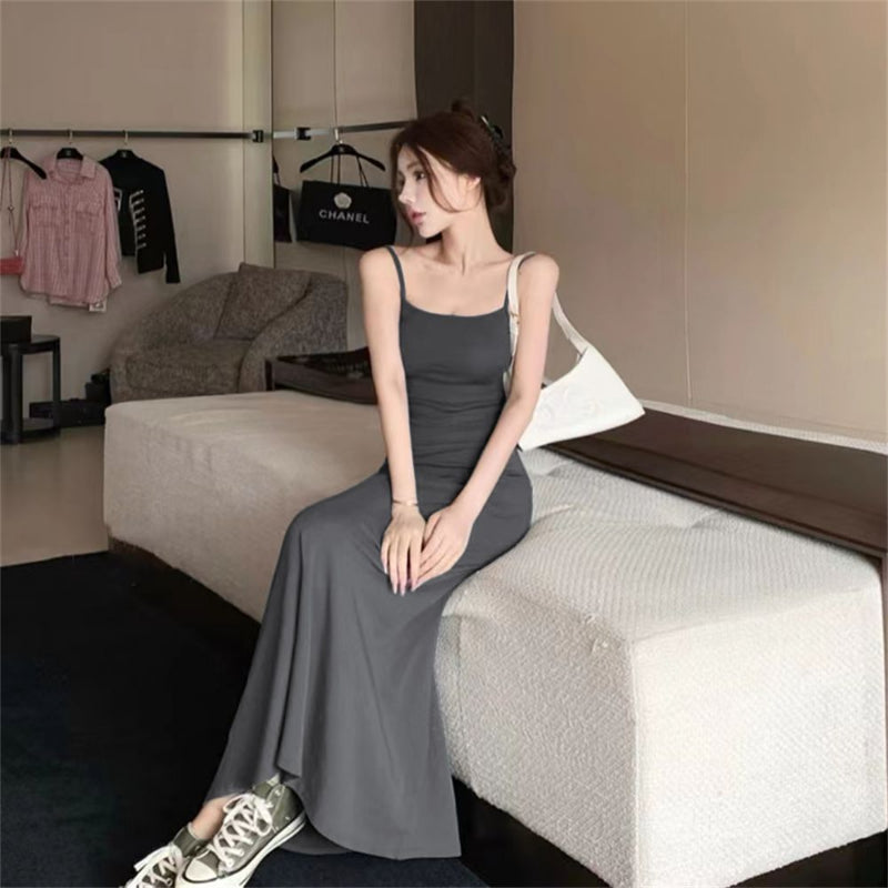 Dress Women A-line Minimalist Solid All-match Backless Elegant High Waist Leisure Popular Korean Style Female Tender Summer Cozy - Seprincess