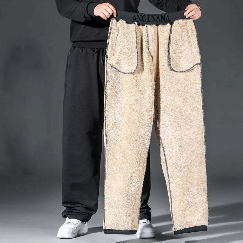 Winter Plus Size 10XL 150kg Men's Pants Brushed Warm large size 5XL 6XL Oversized Elastic Sports Pocket Black big Pants 50 52