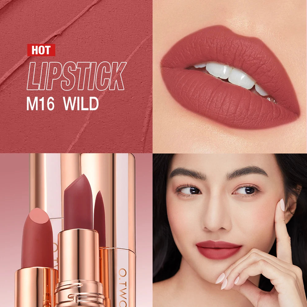 O.TWO.O Lipstick Lip Tint Waterproof Long Lasting Non-stick Cup Sexy Red Pink Lip Glaze Velvet Matte Lipstick Makeup - Seprincess