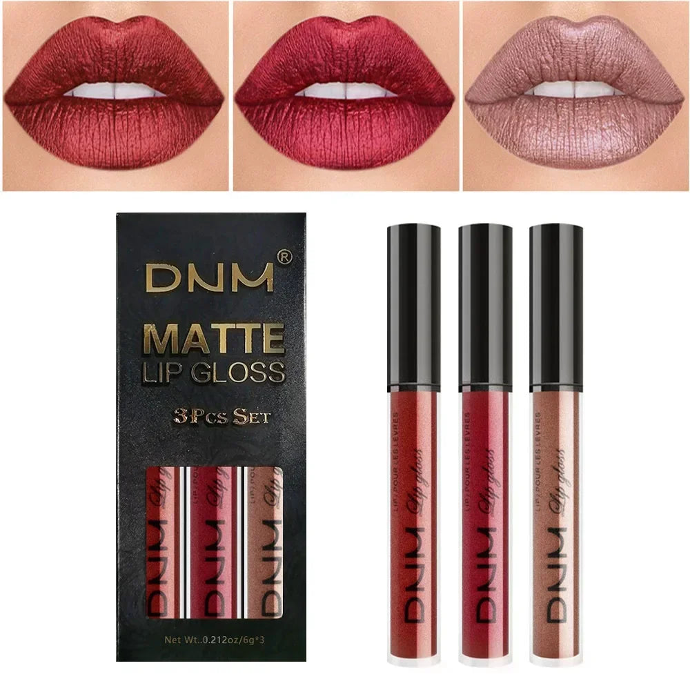 3 Colors/set Matte Velvet Lip Gloss Non-Stick Cup Waterproof Long-lasting Liquid Lipstick Cosmetic Keep 24 Hours Fashion Makeup - Seprincess