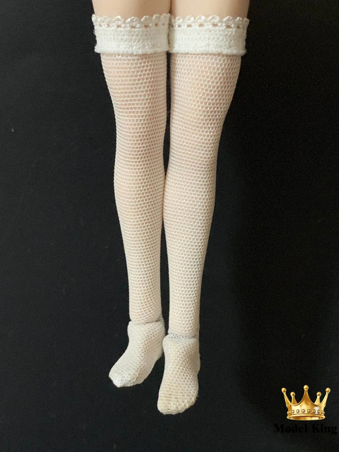 1/12 Scale Female Fashion Trend Sexy Black White Two Color Perspective Lace Fishing Net Thigh Socks 6" Action Figure Body Model