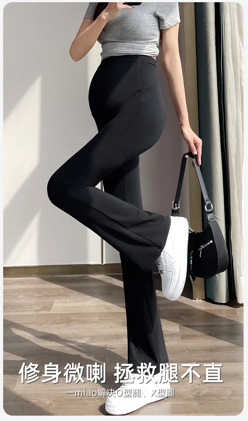 Maternity Yoga Pants For Summer 2024 New Clothes For Pregnant Women Fashion Solid Pregnancy Flare Shark Trousers Leggings M-xxl