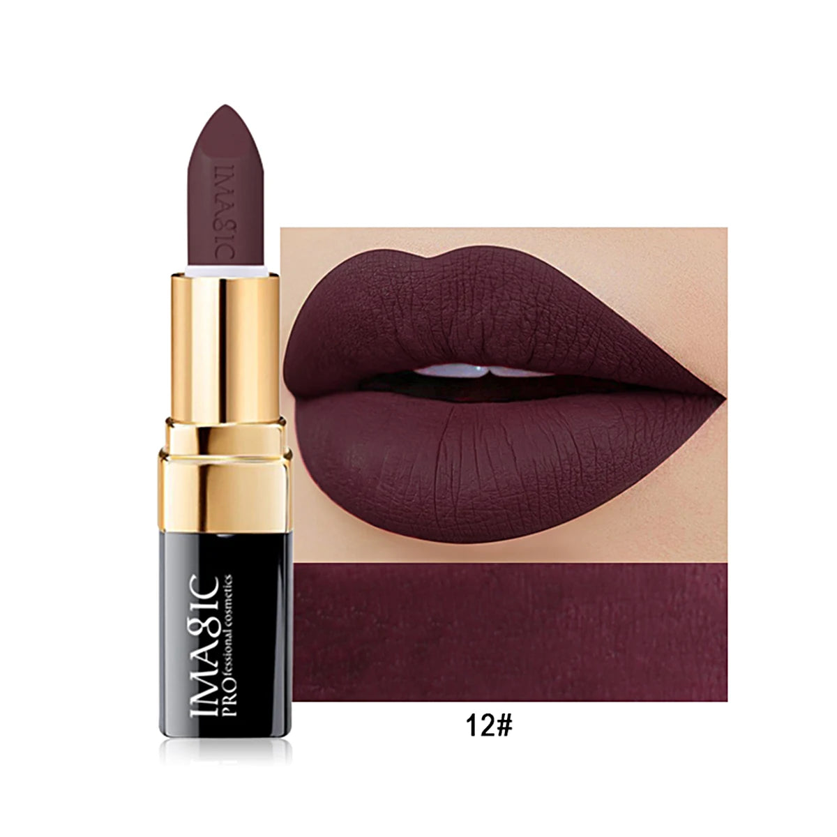 IMAGIC 12-Color Lipstick Matte Waterproof Velvet Pigment Nude Rouge Waterproof Long Lasting Lip Profissional Cosmetics Beauty - Seprincess