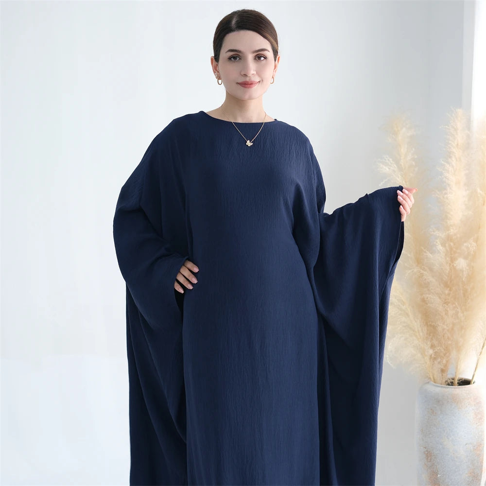 Ramadan Eid Crepe Batwing Butterfly Modest Abaya Dubai Luxury 2024 Muslim Jersey Hijabs Kaftan Dress For Women Kebaya Vestidos