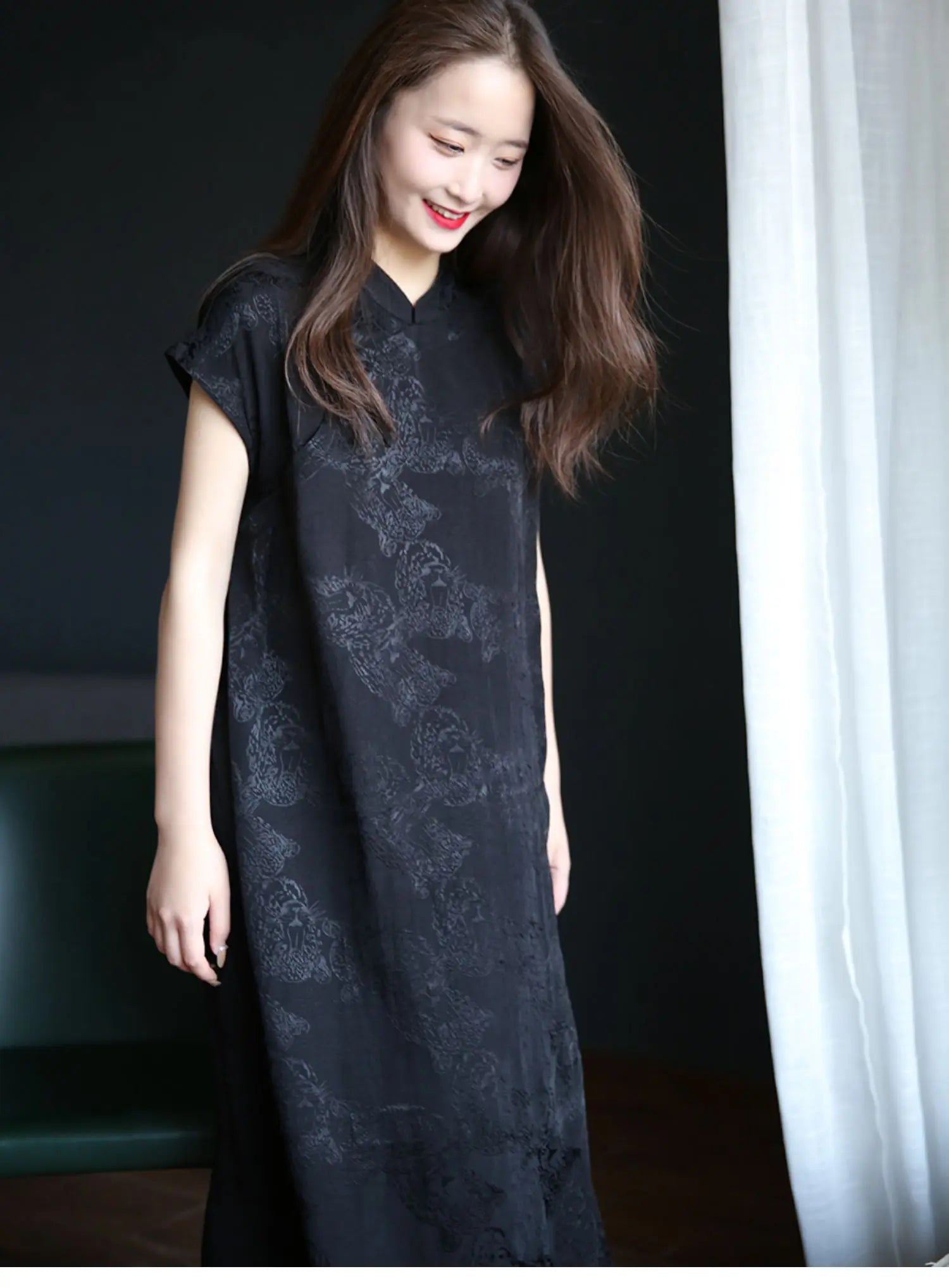 2024 Summer Original Design Cotton Linen Qipao Black Women's Literary Vintage Cheongsam Chinese National Style Dress Women - Seprincess