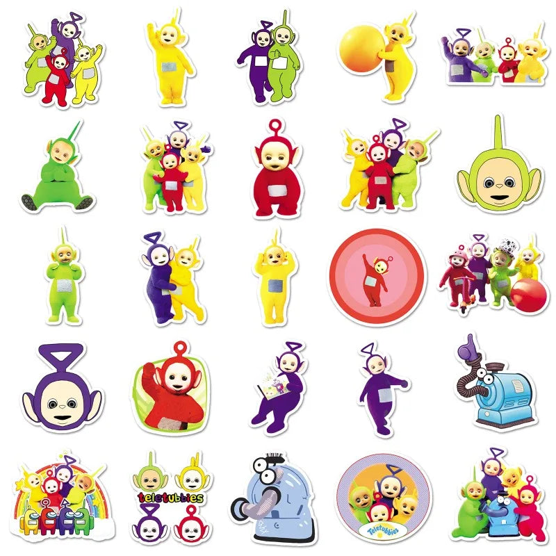 50pcs Teletubbies Animated Stickers Suitcase Water Cup Stationery Mobile Phone Scooter Laptop Refrigerator Decorative Stickers - Seprincess