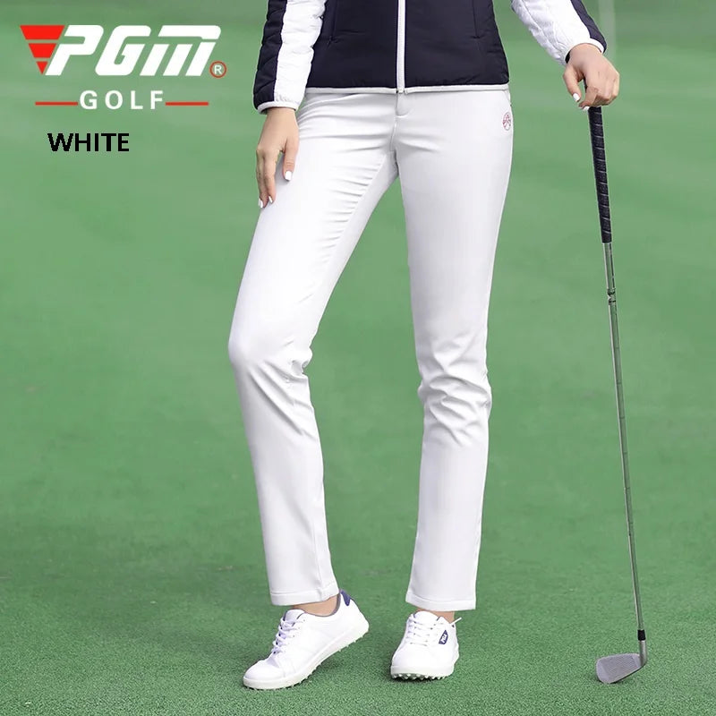 PGM Women Winter Golf Pants Lady Waterproof Warm Pant Fleece Snow Prevention Trousers Girls Elastic Straight Sweatpant XS-XXXL