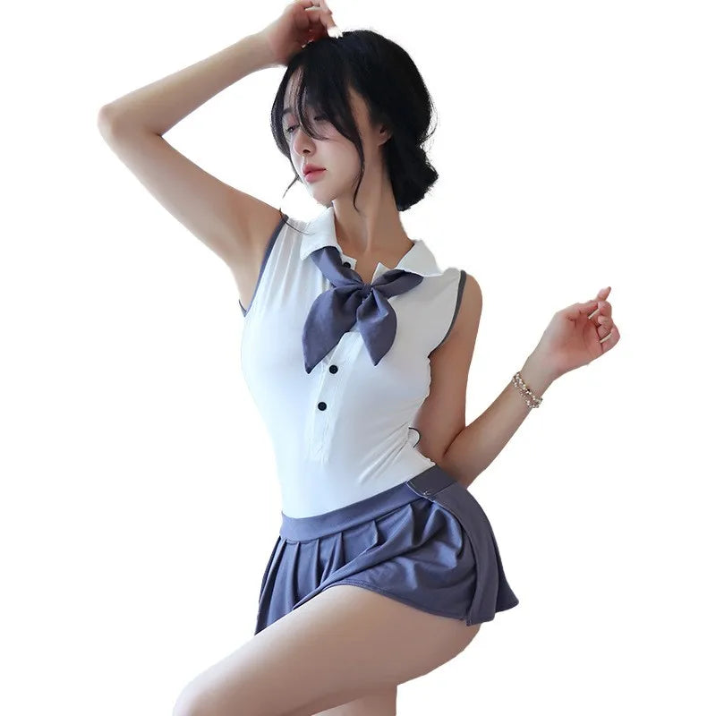 Sexy lingerie Campus style open back sailor suit Japanese uniform temptation sexy costume woman Women's clothing Babydoll xxx - Seprincess