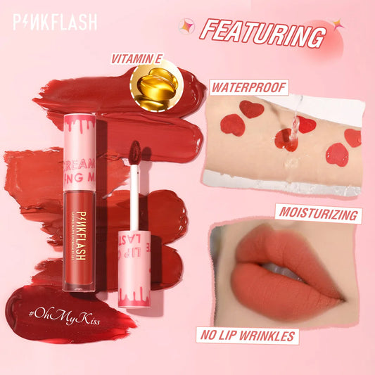 PINKFLASH Wholesale Matte Lipstick Soft Red Nude Pink Melting Lip Cream Waterproof Makeup Lipgloss Not Fade Lip Mud Lip Tint - Seprincess