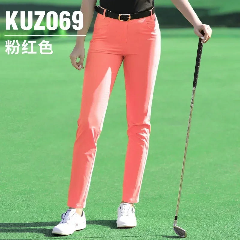 PGM Women Golf Pant Summer Spring Golf/Tennis Pants High Elastic Ladies Trouser Breathable Slim Quick Dry Pants XS-XL KUZ069