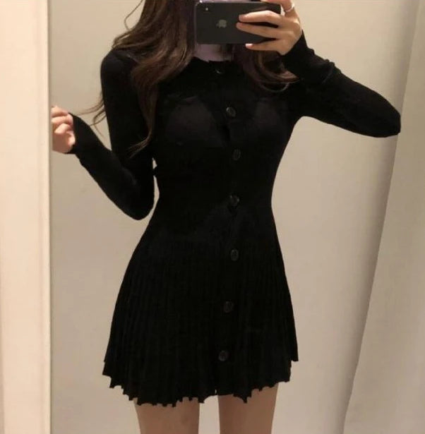 Fashion Korean Mini Dresses Female Autumn Winter 2024 Sexy Bodycon  Wrap White Short Women's Sweater Knitted One-piece Dress Hit - Seprincess