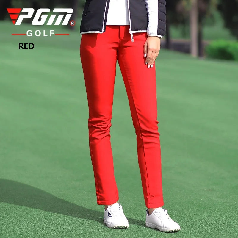 PGM Women Winter Golf Pants Lady Waterproof Warm Pant Fleece Snow Prevention Trousers Girls Elastic Straight Sweatpant XS-XXXL