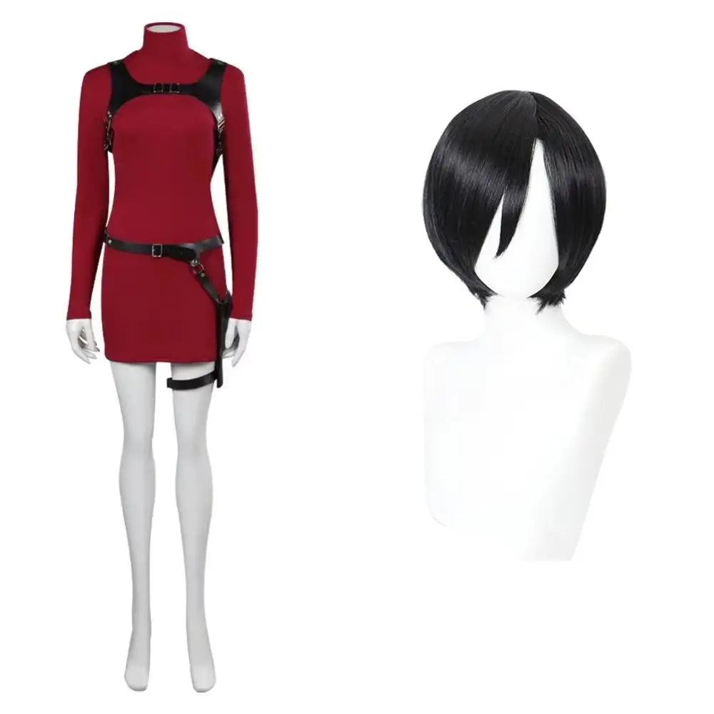 Female Resident 4 Ada Wong Cosplay Costume Dress Belt Outfits Fantasia Halloween Carnival Disguise Suit For Adult Women Girls - Seprincess