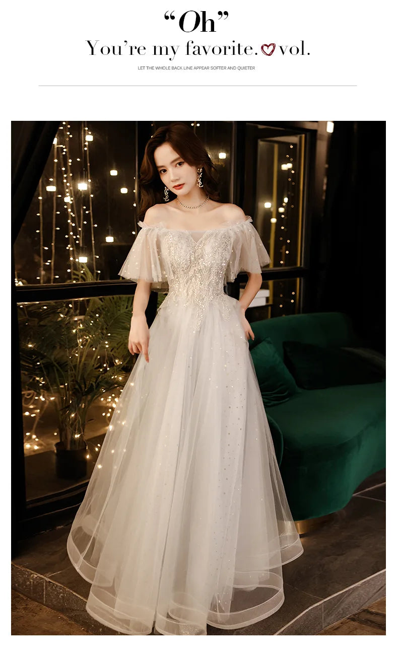 Evening Niche Temperament High-End Small Birthday Art Exam Off-Shoulder Adult Dress - Seprincess