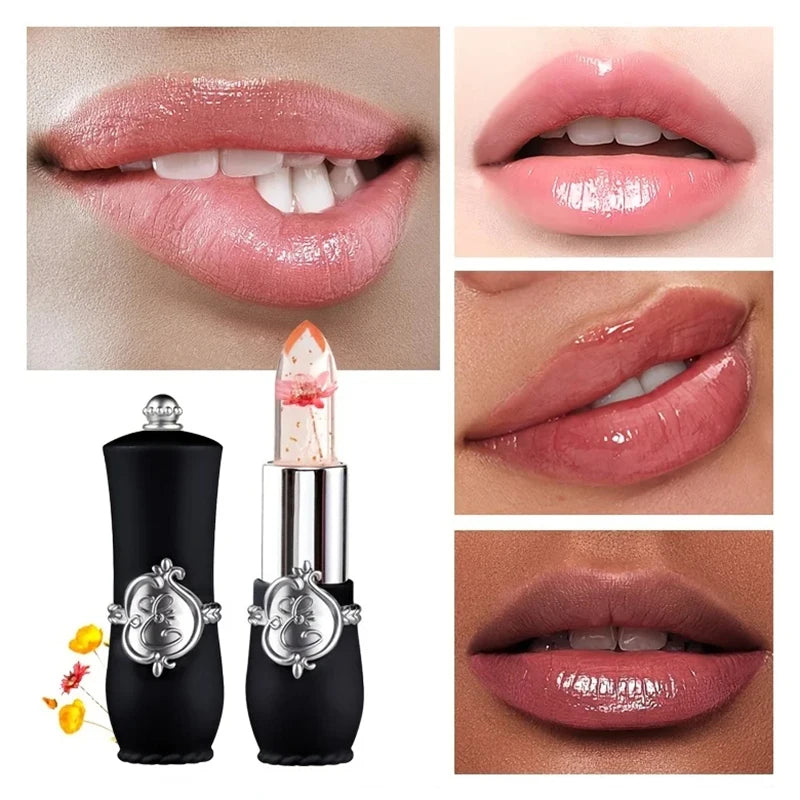 Flower Jelly Lipstick Set Long Lasting Moisturizer Flower Lip Stick Temperature Change Magic Color Change Lip Gloss Set - Seprincess