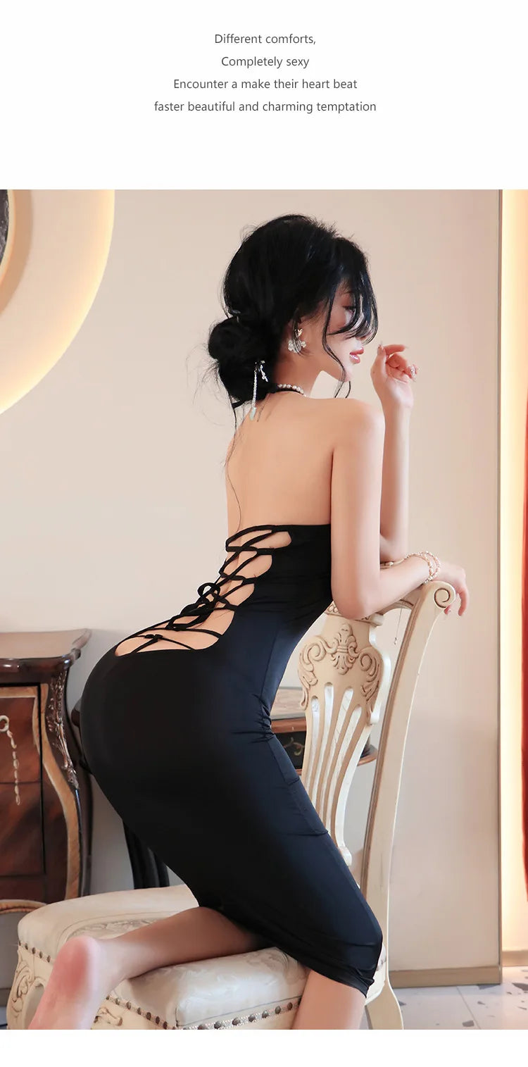 Sexy Dress Hanging neck backless strap suspender buttocks wrapped long skirt Woman clothes Evening dresses cheap clothes xxx - Seprincess