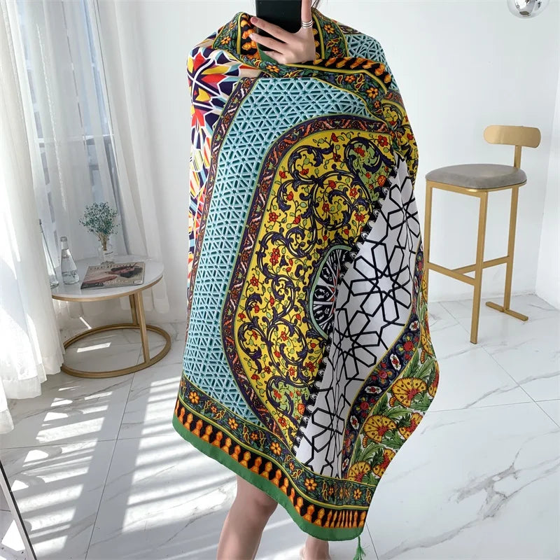 90x185cm  Printing Process Twill Summer Suncare Beach Dress Bikini Sarong Wrap Scarf Women Brazilian Swimsuit Bathing Cover-ups