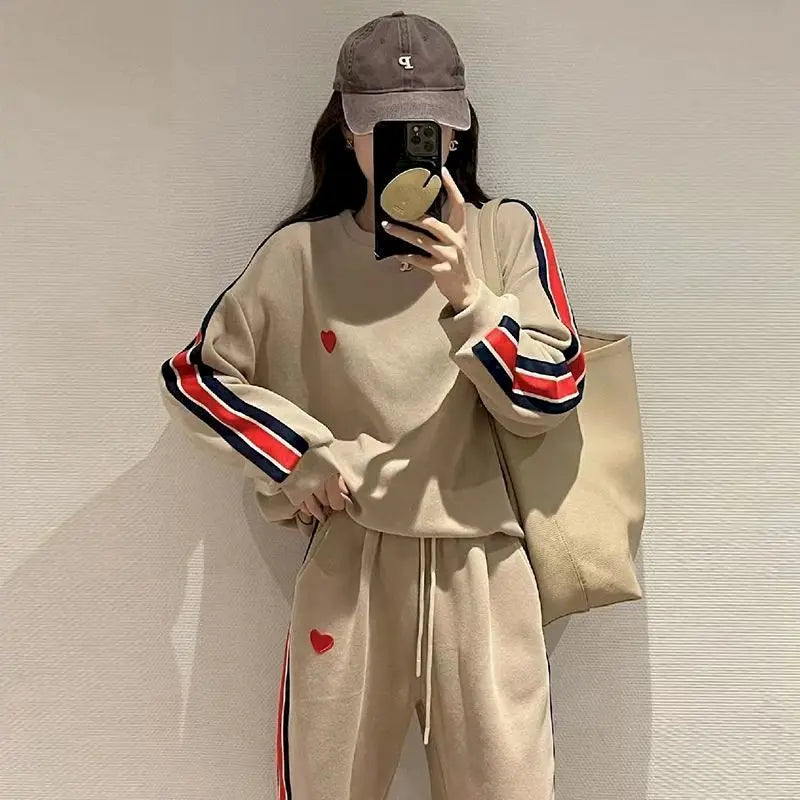 Harajuku Printed Embroidery Women's Tracksuit Korean Oversized Hoodies+Sweatpants Suit Women Streetwear 2 Piece Sets Y2k Clothes - Seprincess