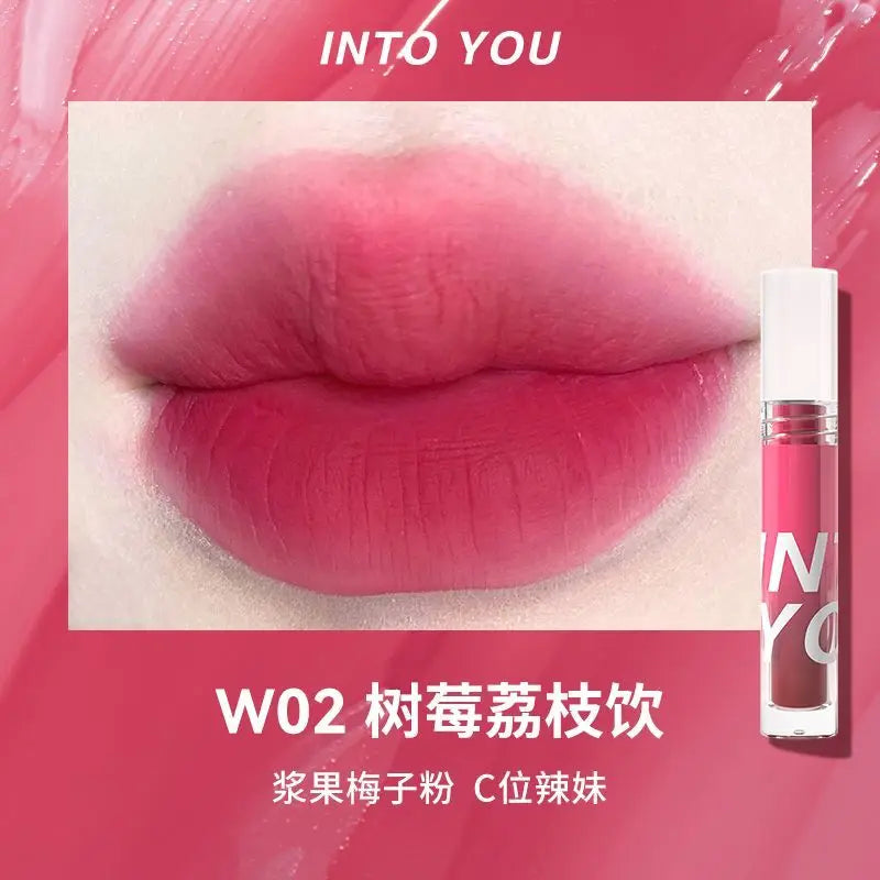 INTO YOU Beauty Water Mist Lip Glaze Lasting Non-stick Cup Matte Mousse Lipstick Natural Nude Color Sexy Lips Makeup Maquiagem - Seprincess