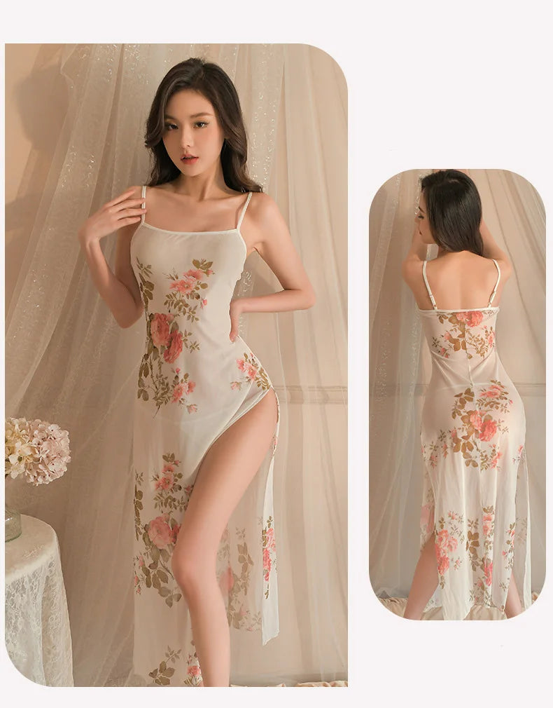 Dress Chinese style patterned camisole tight long nightgown elegant party dresses woman Women's summer dress Female clothing xxx - Seprincess