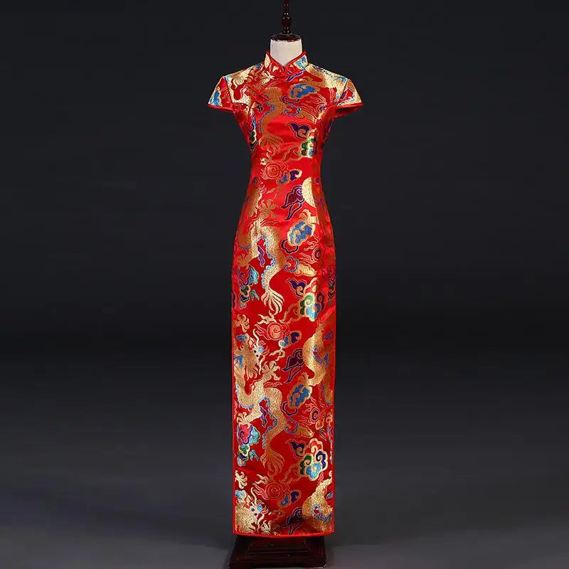 XS-3XL Elegant Women Novelty Long Qipao Exquisite Chinese Party Dress Sexy Slim Improve Cheongsam Vintage Oriental Dresses - Seprincess