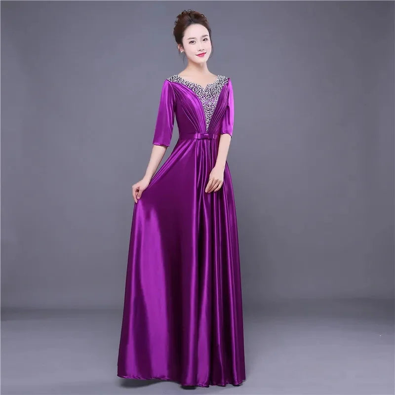 Elegant Elegant Choir Performance Dress Female Long High School Student Modern Fashion New Host Dress Female Evening Dress Femal - Seprincess