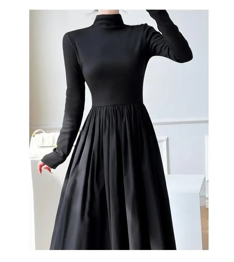 2024 New Slim Long Sleeve Elegant Dress Autumn Winter Thin Casual Temperament Pullovers Women's Clothing Office Lady Simplicity - Seprincess