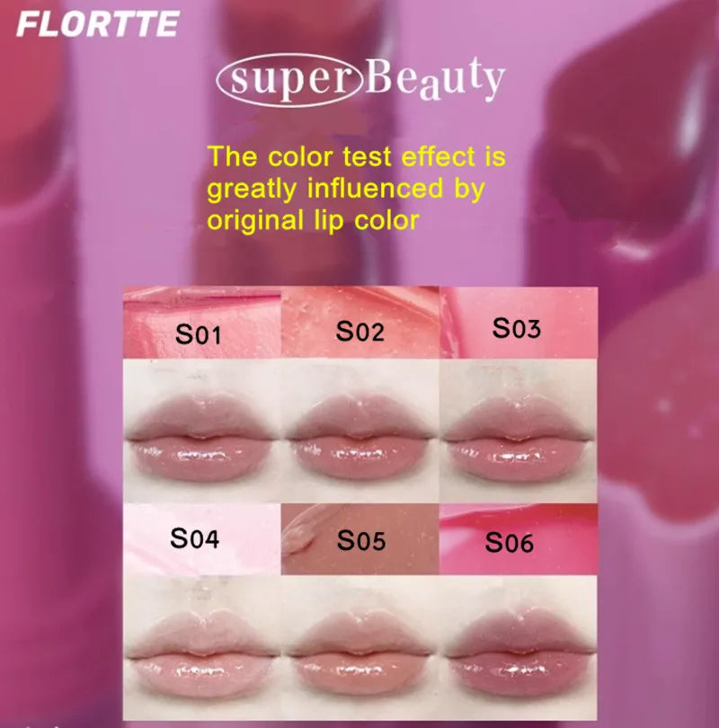 【New Arrival】FLORTTE Shimmer Lipstick Solid Lip Balm Moisturizing Water Gloss Lip Glaze - Seprincess