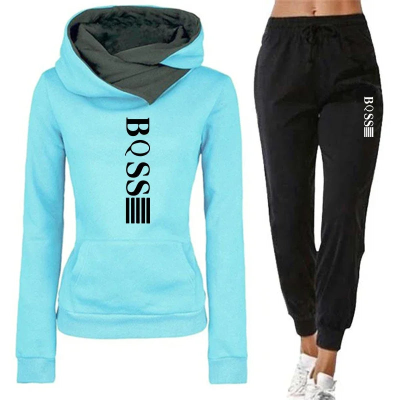 Womens Tracksuit Autumn Winter Warm Hooded Sweatshirts Female Jogging Sweatpants Fashion Versatile Woman Clothing Sports Outfits - Seprincess