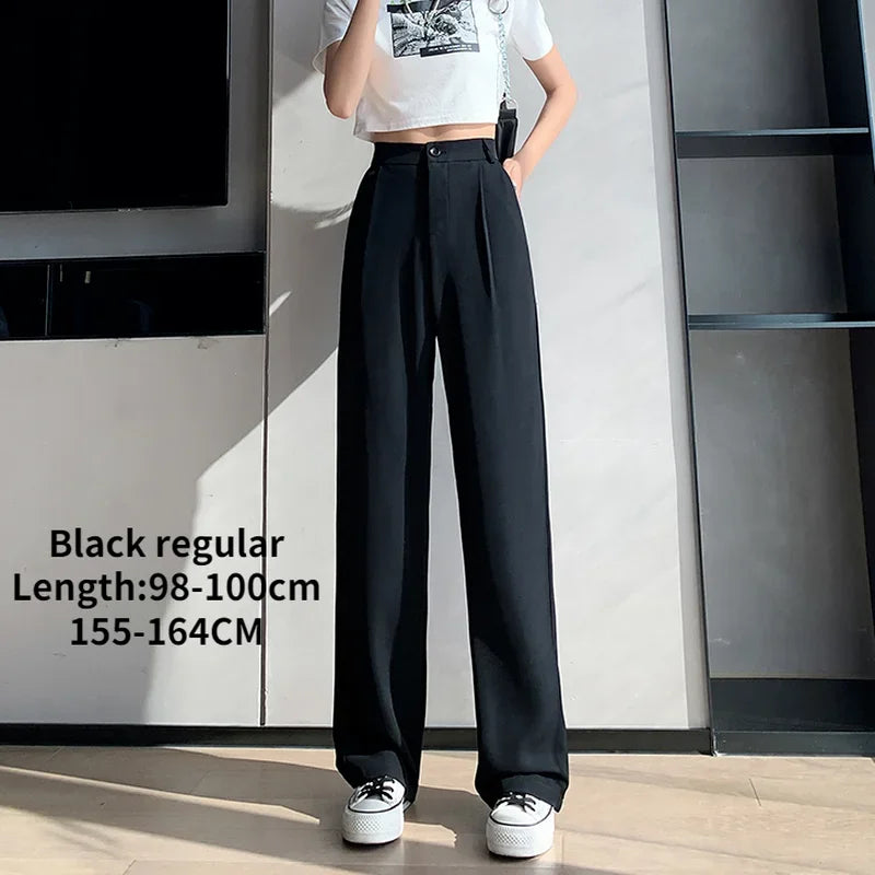 Casual High Waist Loose Wide Leg Pants for Women Spring Autumn New Female Floor-Length White Suits Pants Ladies Long Trousers