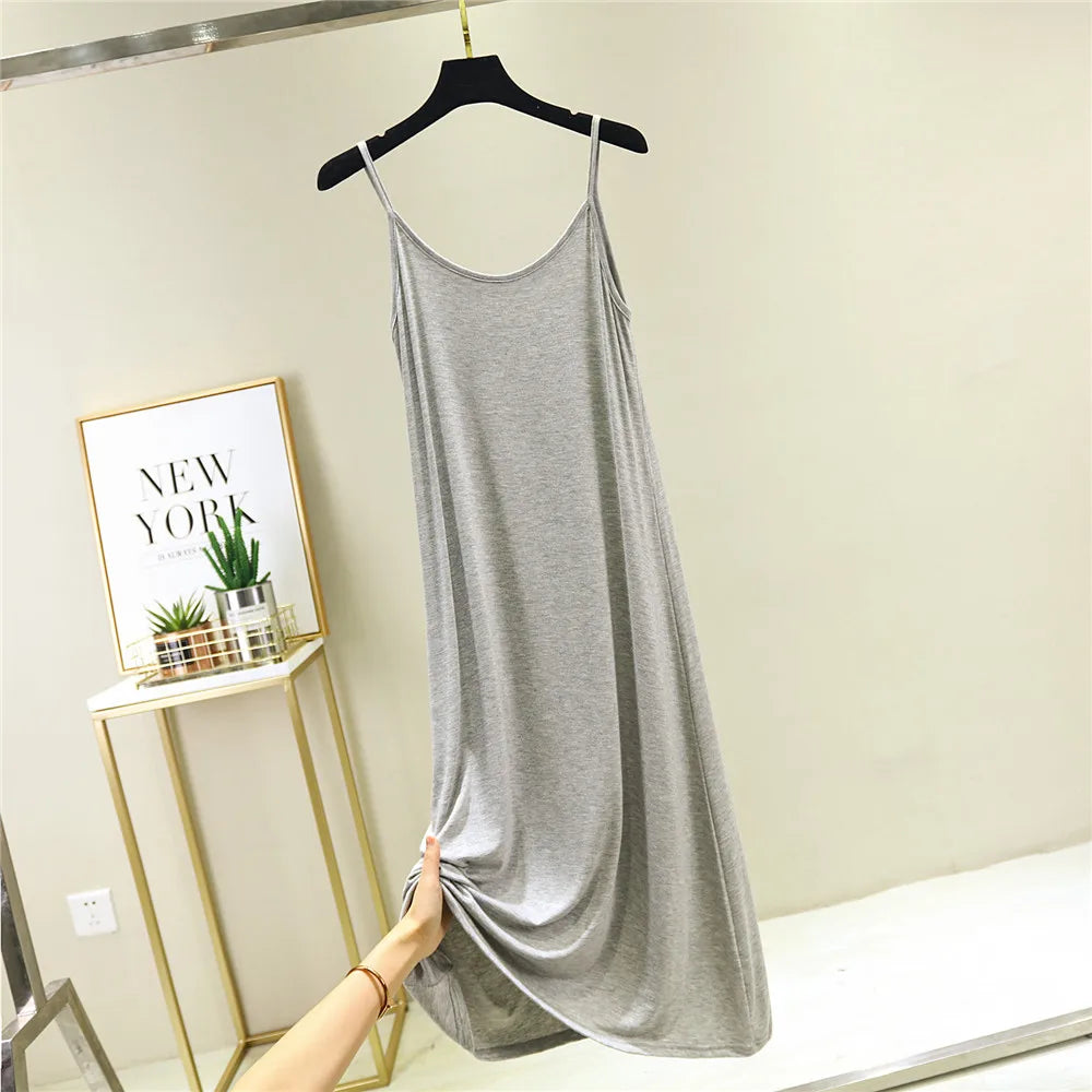 2022 O-Neck Dresses tops Women's Petticoat Woman Dress Slip Underdress Bottoming Straight Femmale Slips Woman Intimates Dress - Seprincess