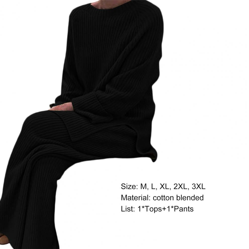 Women Elegant Sweater Suit Elegant Knitted Two Pieces Set Autumn Winter Oversized Pullover and Trousers Suit Female Outfits 2022 - Seprincess